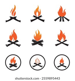 Hipster vintage bonfire set logo design. Logo for camping, adventure wildlife, campfire.