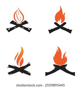 Hipster vintage bonfire set logo design. Logo for camping, adventure wildlife, campfire.