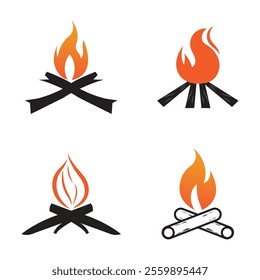 Hipster vintage bonfire set logo design. Logo for camping, adventure wildlife, campfire.