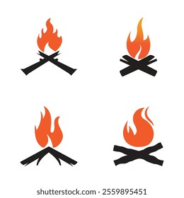 Hipster vintage bonfire set logo design. Logo for camping, adventure wildlife, campfire.