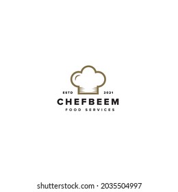 Hipster vintage chef logo with chef hat logo template