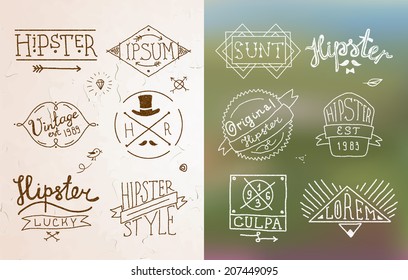 Hipster vintage design calligraphic badge label and emblem in sketch style vector illustration