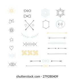 hipster vintage design element, hand draw illustration, vector