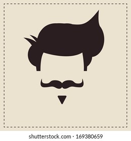 Hipster vintage hair style and mustache, vector illustration