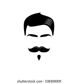 Hipster Vintage Hair Style And Mustache. Vector illustration