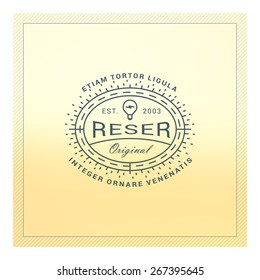 Hipster Vintage Label, Logotype, Badge for Your Business. Thin Line Design Template on Blurred Background