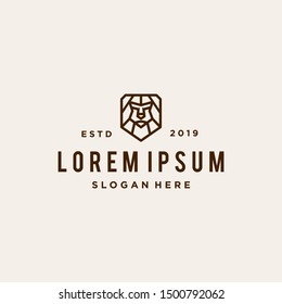 HIPSTER VINTAGE LION LOGO - ABSTRACT GEOMETRIC LINE ART/MONOLINE - VECTOR -ILLUSTRATION TEMPLATE