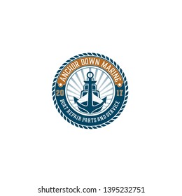 Hipster Vintage Retro Circular Emblem Anchor logo design inspiration