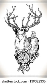 Hipster vintage retro fashion deer Illustration, modern creative art and background