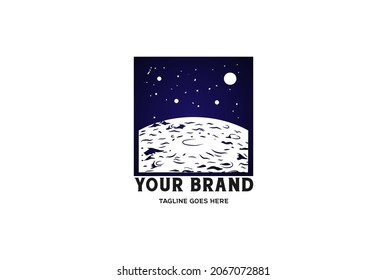 Hipster Vintage Retro Moon Planet Surface Science für T-Shirt Logo Design Vektor