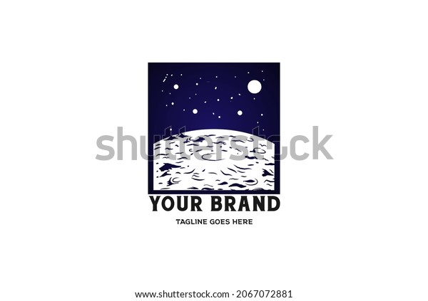 Hipster Vintage Retro Moon Planet Surface Science\
For T Shirt Logo Design\
Vector