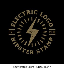 Hipster Vintage Retro Rustic Electric Bolt Flash Storm Stamp Logo Design Inspiration