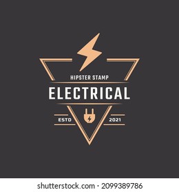 Hipster Vintage Retro Rustic Label Badge for Electric Bolt Flash Storm Stamp Logo Design Inspiration