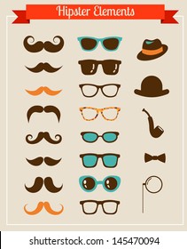 Hipster Vintage retro set of icons and illustrations