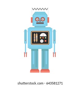 Hipster vintage robot. Retro robot. Vintage robot. Robot With Heart.