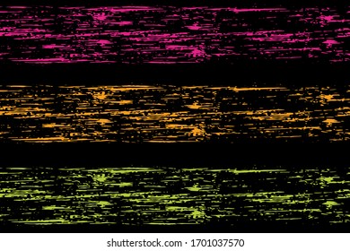 Hipster watercolor brush stripes pattern on black. Red, orange and green paintbrush lines vertical texture for background. Hand drown paint strokes graffiti. For textile.