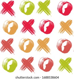 Hipster watercolor brush stripes seamless pattern. Red and orange paintbrush lines horizontal seamless texture for background. Hand drown paint strokes graphic. For illustration.