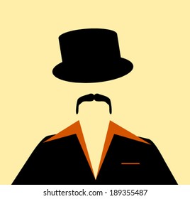 hipster wearing fedora hat and suit with large retro lapel