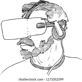 hipster wearing a vr headset