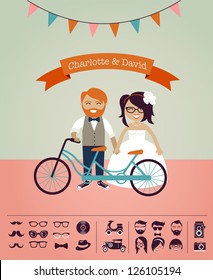 Hipster wedding - design your own invitation card, infographic