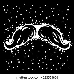 Hipster white mustache in line art style.