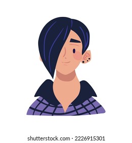hipster woman avatar icon flat isolated