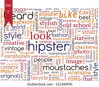 Hipster word composition on white background