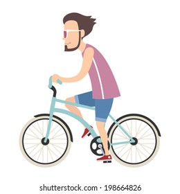 Hipster young man on bike