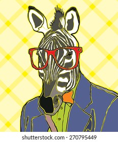 hipster zebra vector illustration