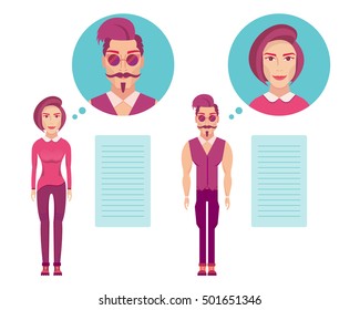 Hipsters. Flat design. Vector illustrations. 
