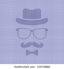 Hipster's hat, glasses, moustache