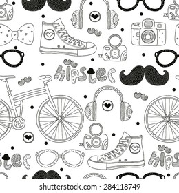 Hipsters seamless pattern. Vector.