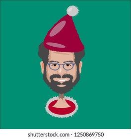 The Hipstersky person wearing spectacles with a beard. A vector illustration in animated style