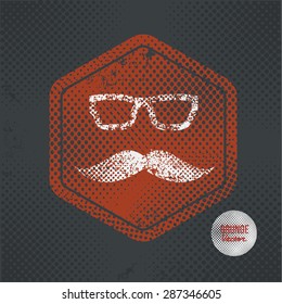Hipster,stamp design on old dark background,grunge concept,vector