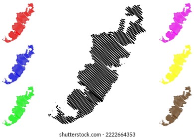 Hirado island (Japan, East Asia, Japanese archipelago) map vector illustration, scribble sketch Hiradoshima map