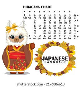 Hiragana Symbols Japan Alphabet. Japanese Language Design Vector