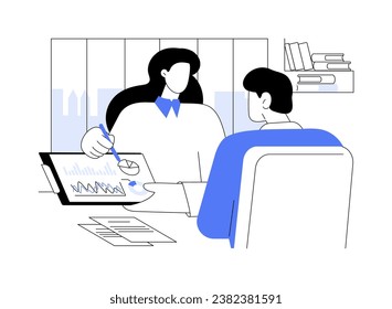 Hire an accountant isolated cartoon vector illustrations. Business owner hires an accountant, recruitment process, human resources, interview with bookkeeper, money management vector cartoon.