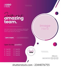 Hire employees for any position Social Media Post Template, Editable Post Template Social Media Banners.