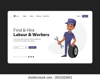 Hire Labour And Workers Landing Page Design Template.