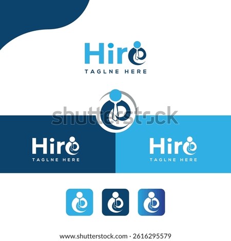 Hire logo app icon logo mark design concept modern minimal flat for recruitment business we are hiring sign