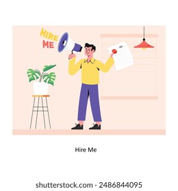Hire Me  concept flat style stock illustration with background. EPS 10 File