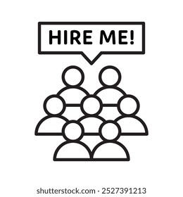 Hire me icon, symbol for job seeker, hiring manager company, corporate candidates career qualification