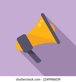 Hire megaphone icon flat vector. Job search. Business interview