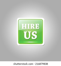 Hire Us Glossy Shiny Rounded Rectangular Vector Button