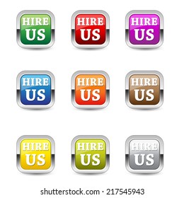 Hire Us Glossy Shiny Square Vector Button