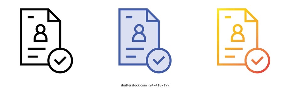 hired icon. Linear, Blue Fill and Gradient Style Design Isolated On White Background