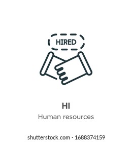 Symbol für die Vektorillustration in der Rahmenlinie eingestellt. Schwarz-Weiß-Icon, einfache Vektorillustration mit flachen Elementen aus bearbeitbarem Human Resources-Konzept einzeln auf weißem Hintergrund