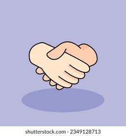Ilustración de icono de la caricatura vectorial de manos estrechadas contratadas. concepto de icono de experiencia de cliente aislado. estilo de dibujos animados planos