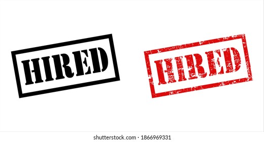 Hired stamp on white background