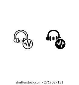 hi-res audio headset icon and illustration